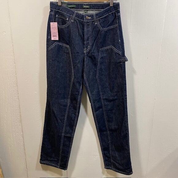 NEW w Tags WILD FABLE High Rise Straight Leg Carpenter Dark Wash Jeans Womens 8 - Picture 1 of 11